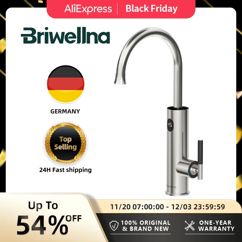 Briwellna Tankless Làm Nóng Nước Vòi 220V Điện Vòi 2 Trong 1 Màn Hình Hiển Thị Kỹ Thuật Số Nóng Chảy Vòi
