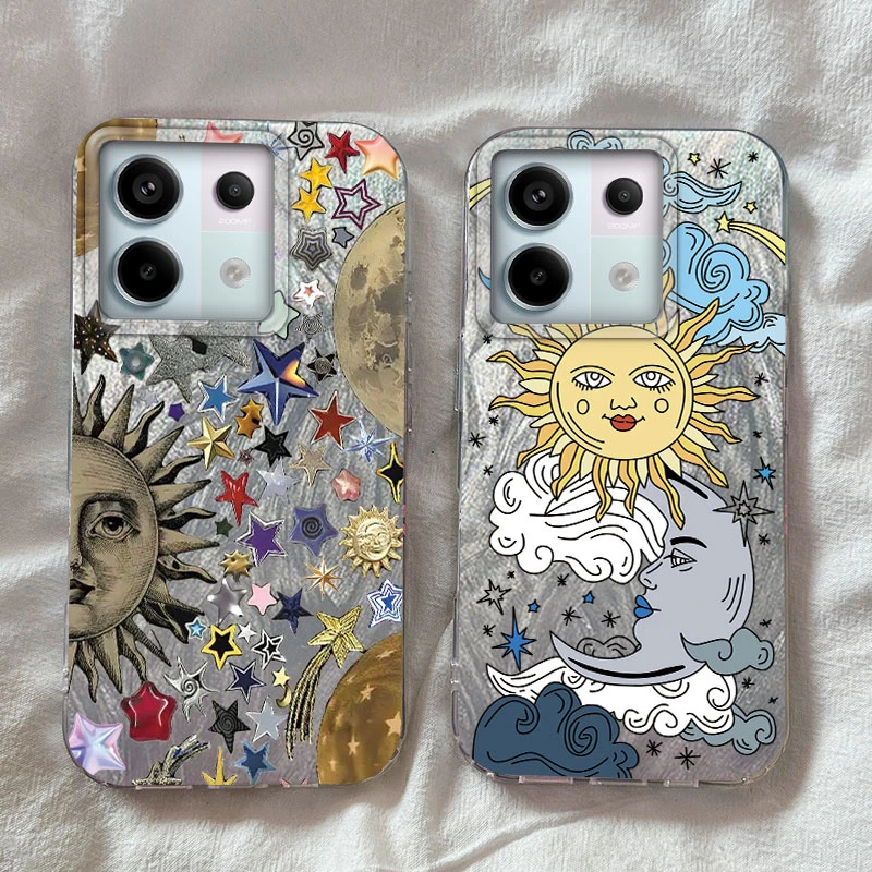 

Retro Face Sun Stars Cartoon Phone Case for Redmi Note 14 13 12 11 10 Pro Plus 4G 5G 10S 11S 12S 14S 13R A5 A3 A3X A1 A2 14C 13C