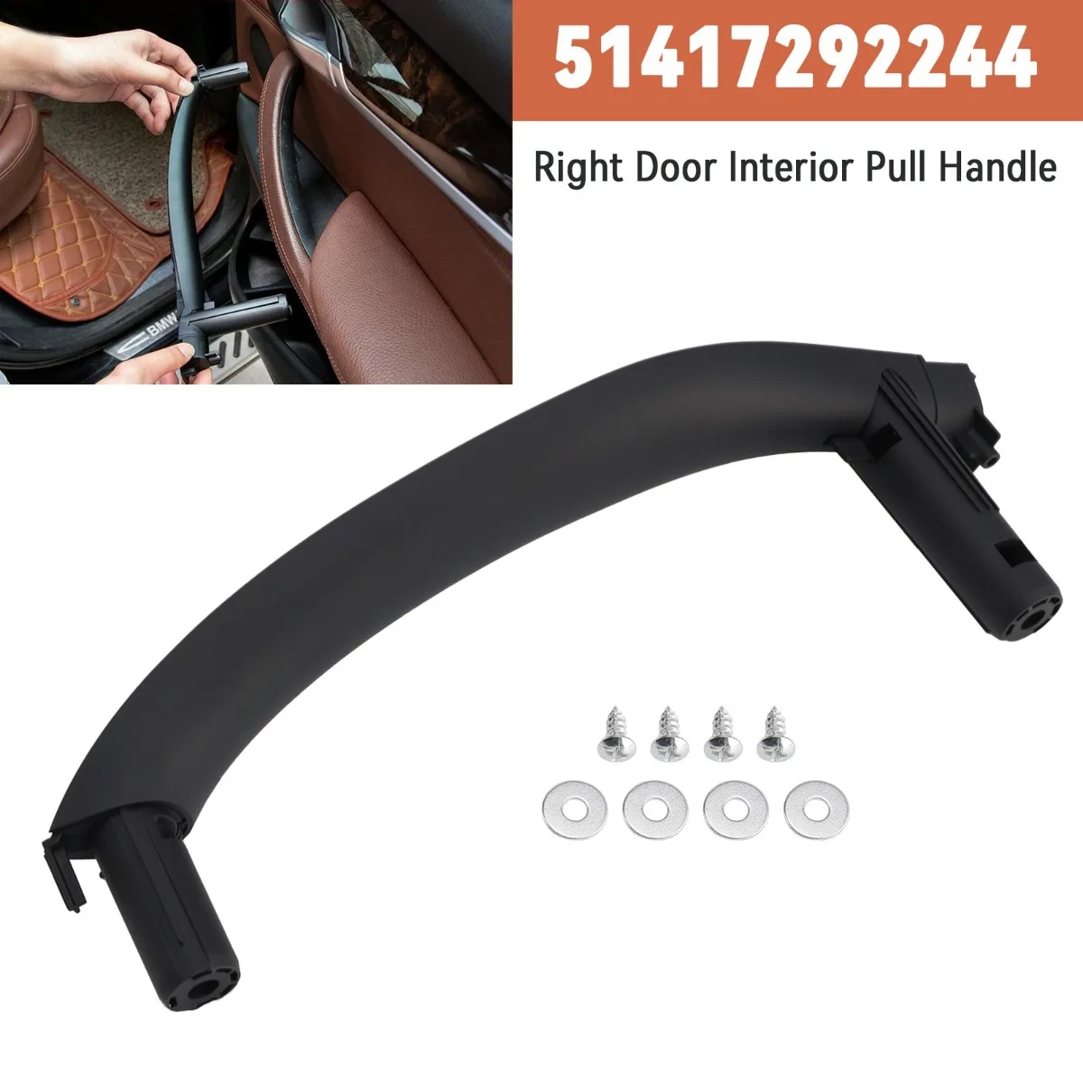 Right Side Door Interior Pull Handle Inside Trim For BMW X5 X6 F15 F16 2014-2018 Replacement Accessories Black