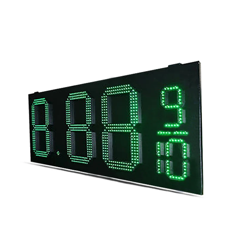 15-Inch Green LED Outdoor Digital Screen Oil Price Board - Easy-to-Read Fuel Cost Display for Business Use