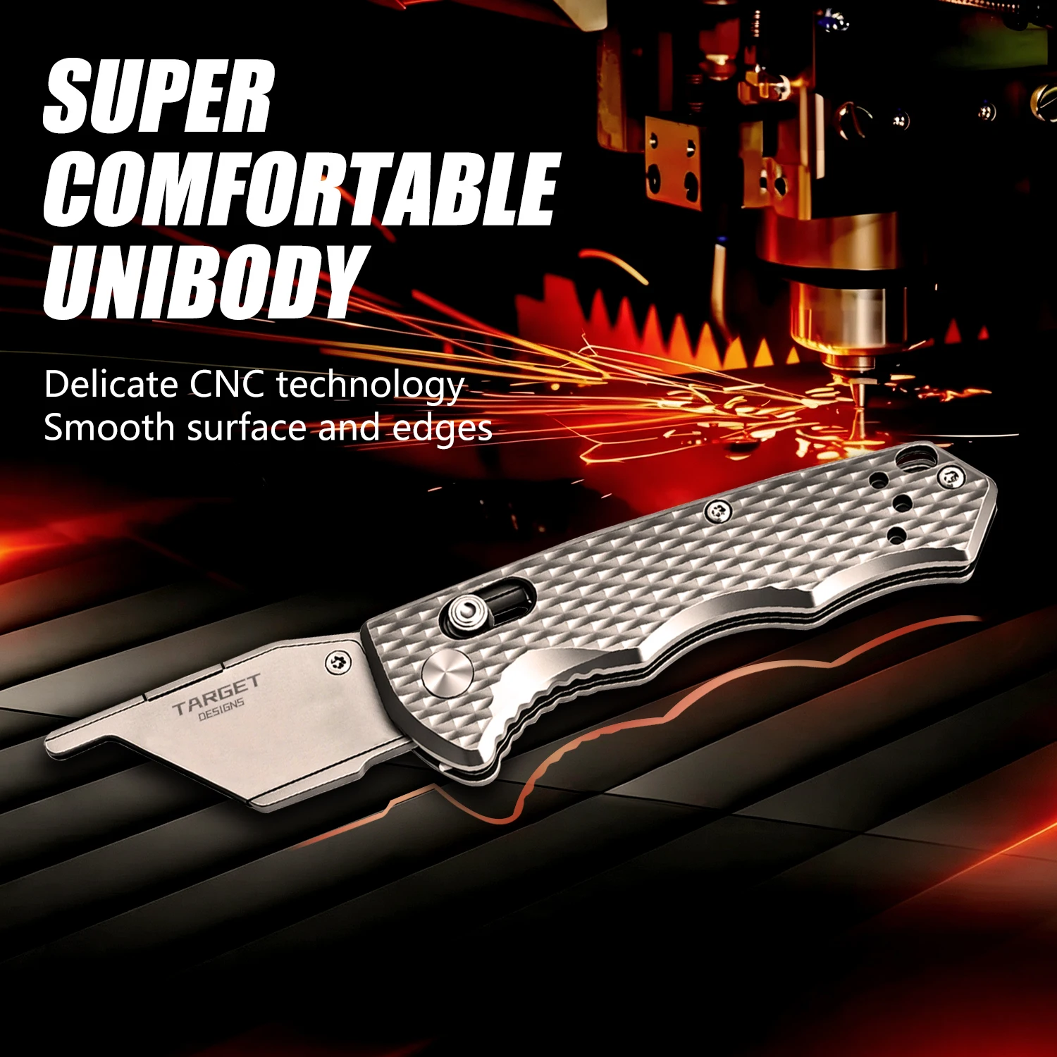 TGZUO Titanium Folding Utility Knife, EDC Pocket Knife with Clipk, Lightweight Box Cutter W/10PCS Razor Blades (TARGET DESIGNS) view 3