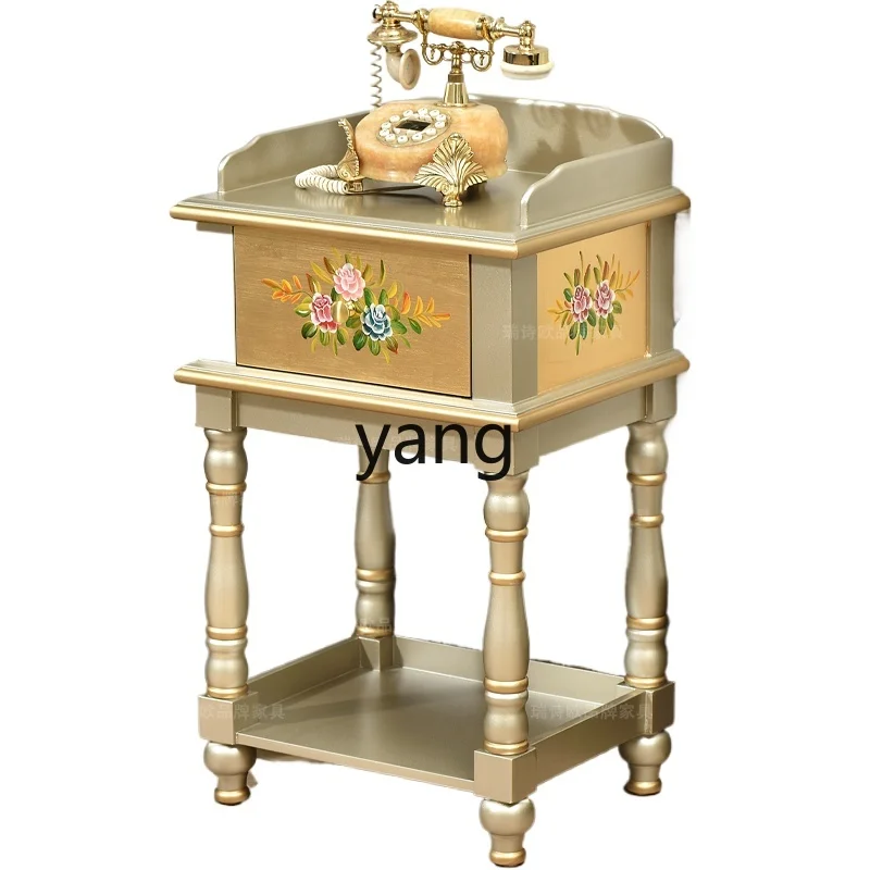 

Lmm solid wood living room vase sofa phone corner drawer decoration retro small table bedside cabinet