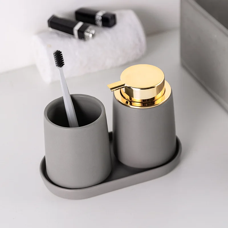 Bathroom press lotion bottle hand sanitizer separate bottle mouthwash cup tray sanitary ware bathroom hotel household goods set