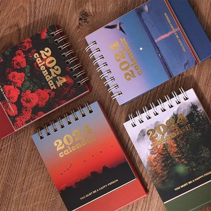 Scenery Themed Small Desk Calendar 2024 Mini Monthly Desktop Standing Calendar for Planning And Organizing Home Or Office image 4