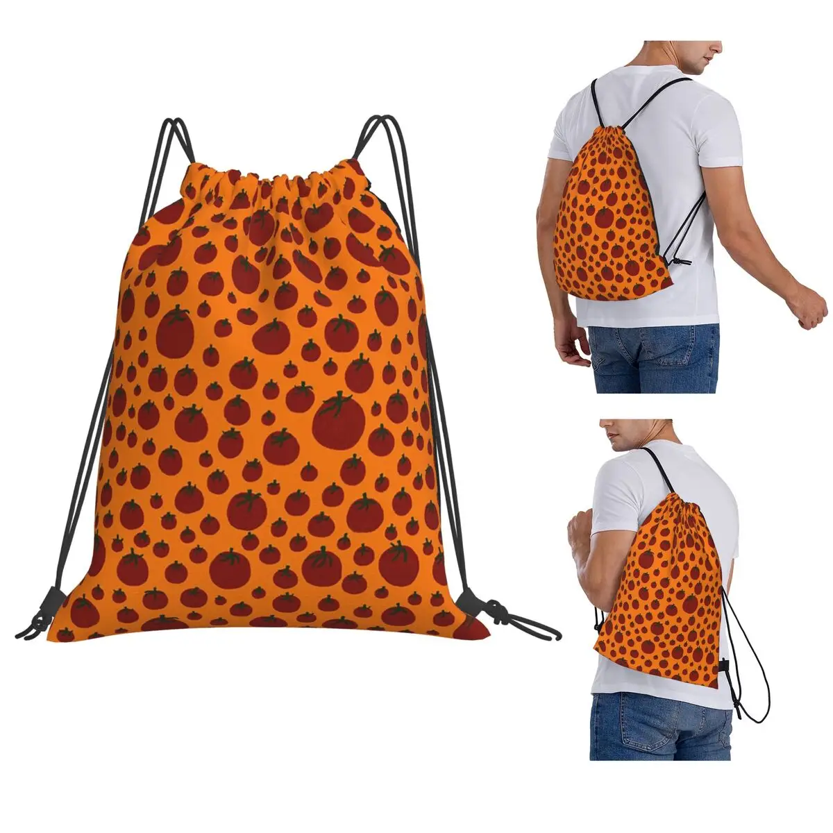 

Tomato Pattern Backpacks Multi-function Drawstring Bundle Pocket Sundries Bag Book Bags for Travel Students