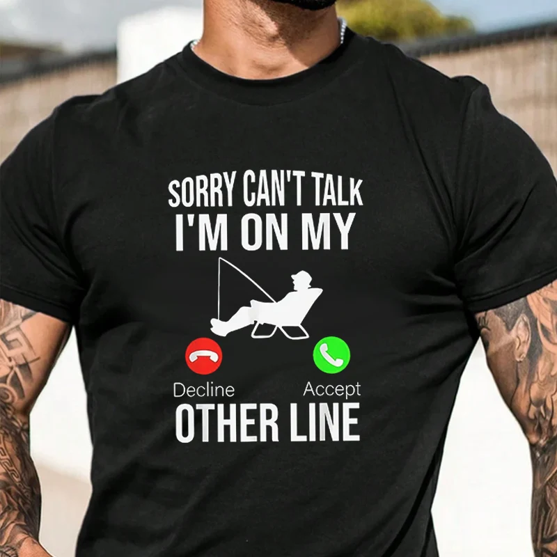 

Мужская футболка с графическим принтом "Sorry Cant Talk Im Fishing", модная повседневная футболка в уличном стиле для путешествий и спорта