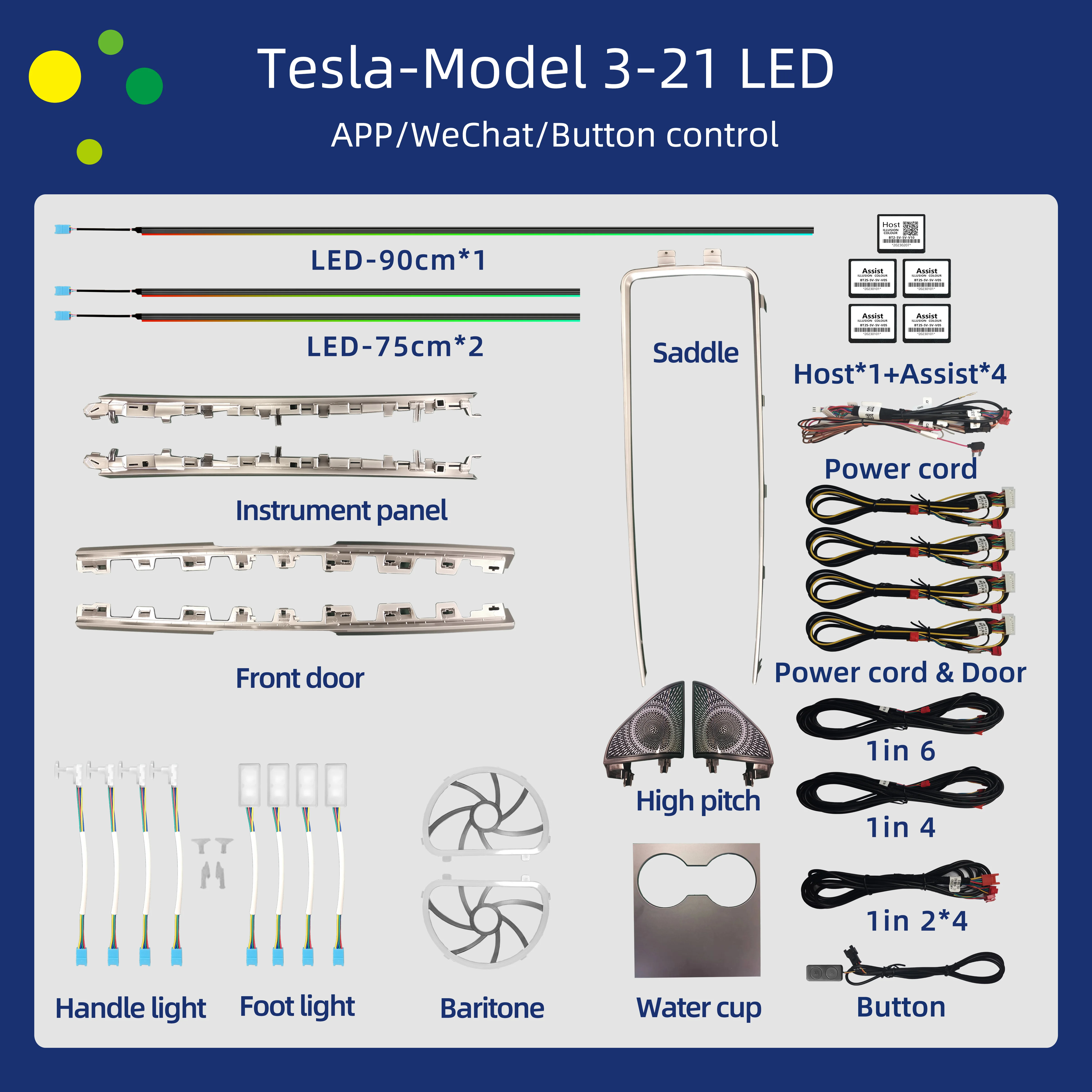 Tesla Atmosfera Light para Model 3 Y, LED especial, RGB, escultura radiante, 512 cores, Mobile App, tela do veículo, controle de cores