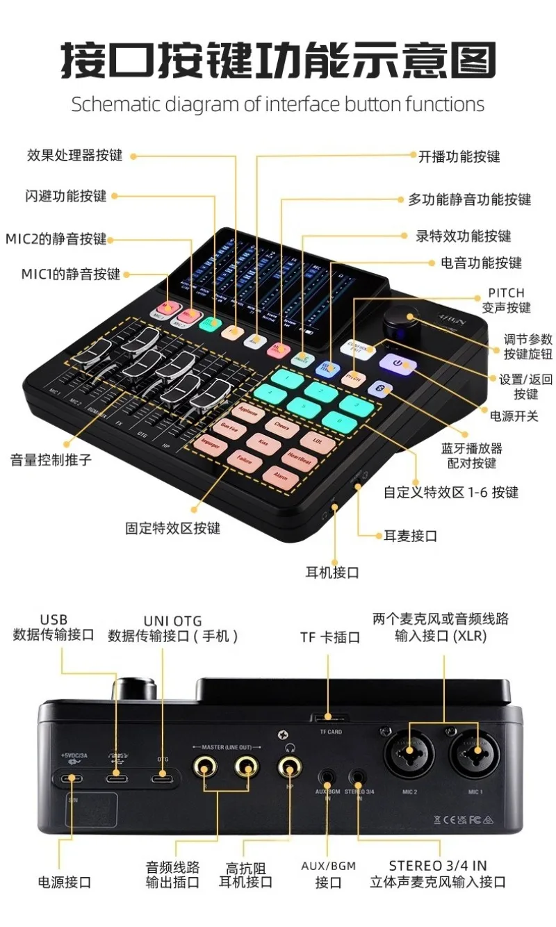 مزيج الهاتف المحمول المباشر ضبط بطاقة الصوت تسجيل K معدات الغناء مجموعة كاملة