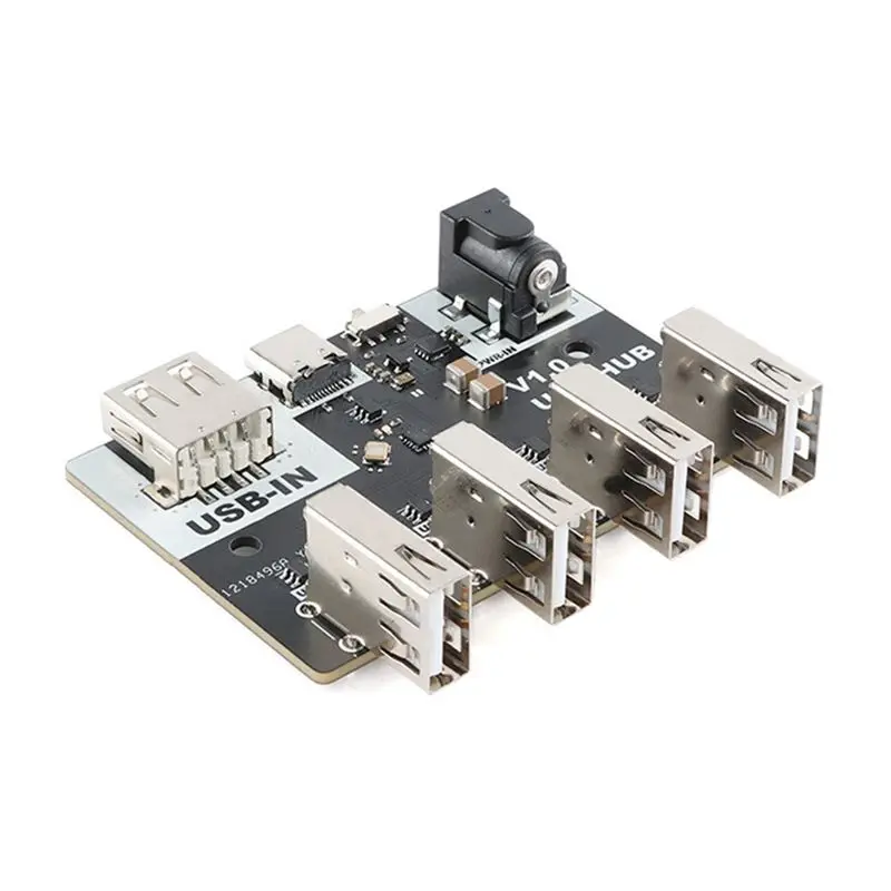 A29F-2Pcs USB Conector CH334 Hub Module 4 Interface USB2.0 Hub 40MB/S 5V XL-USBHUB USB-A TYPE-C DC5.5X2.1 Interface
