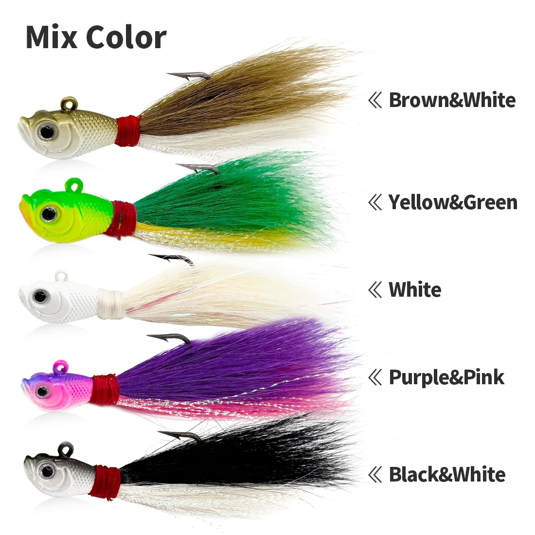 FishTrip 3pcs Hair Jig Head Sea Fishing Hook Bucktail Jig 7-56g Sea  Multicolor Trout Bass Fishing Lure Accessories Saltwater - AliExpress 18