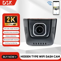 Dashcam DVR WIFI 2K HD Driving Recorder Night Vision Hidden Type 170° Wide-Angle Auto Universal Camera Recorder Car Camera