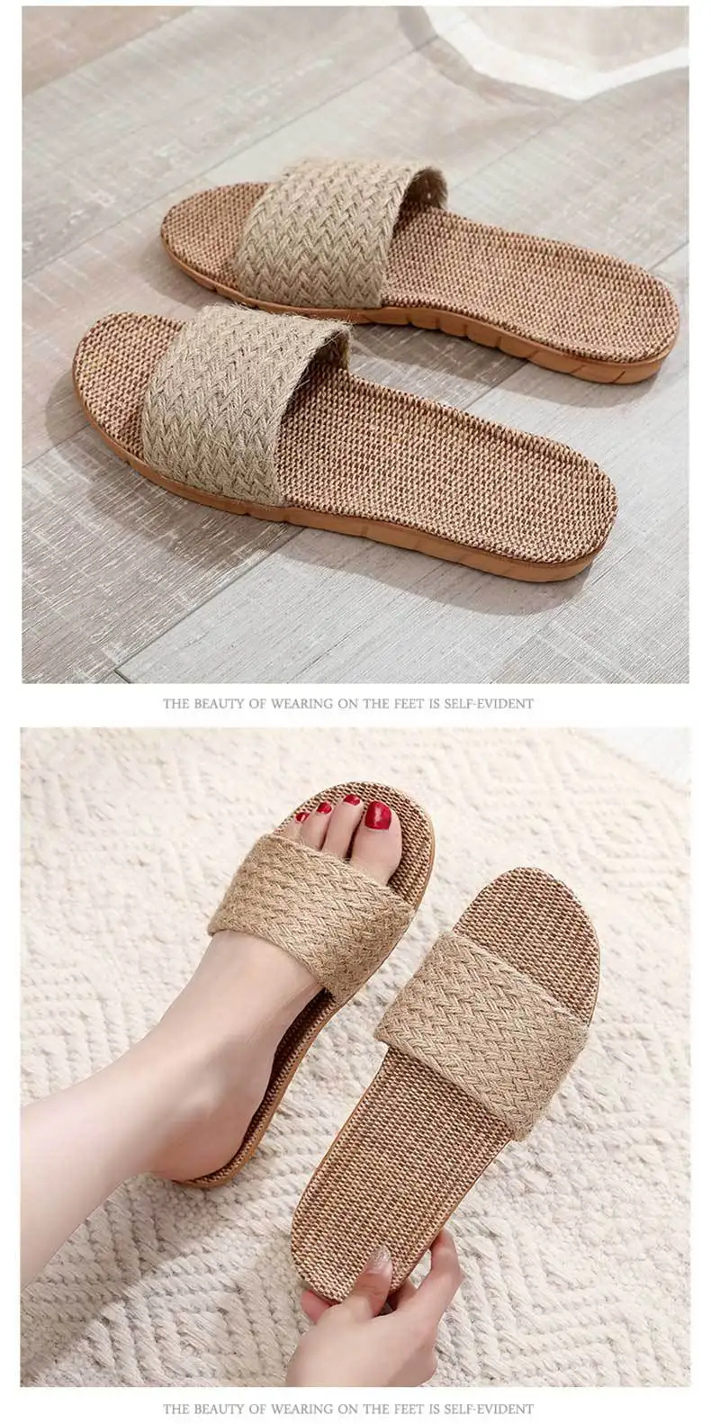 Neue Leinen-Hausschuhe für Damen, Rutschfeste Indoor-Sommer-Bodenschuhe für Paare, Herrenschuhe – Detail 16