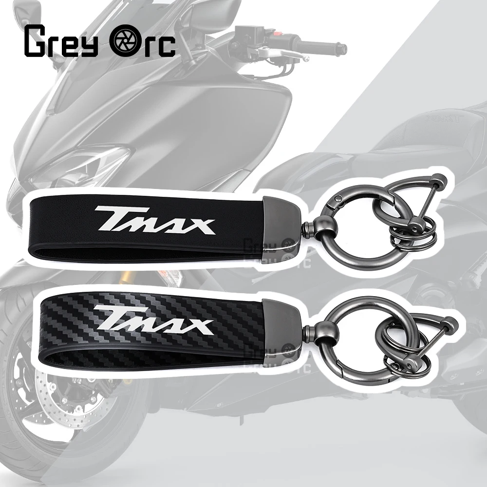 

For YAMAHA TMAX Sport Logo Emblem Motorcycle Carbon Fiber Style Leather Zinc Alloy Keychain Key Chain Gift Accessories