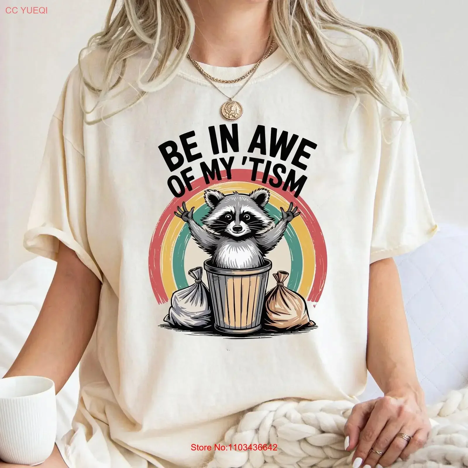 T-shirt humoristique « Be In Awe Of My 'Tism' » pour maman, motif autisme, sweat-shirt, col rond, vintage, délavé, homme, extensible
