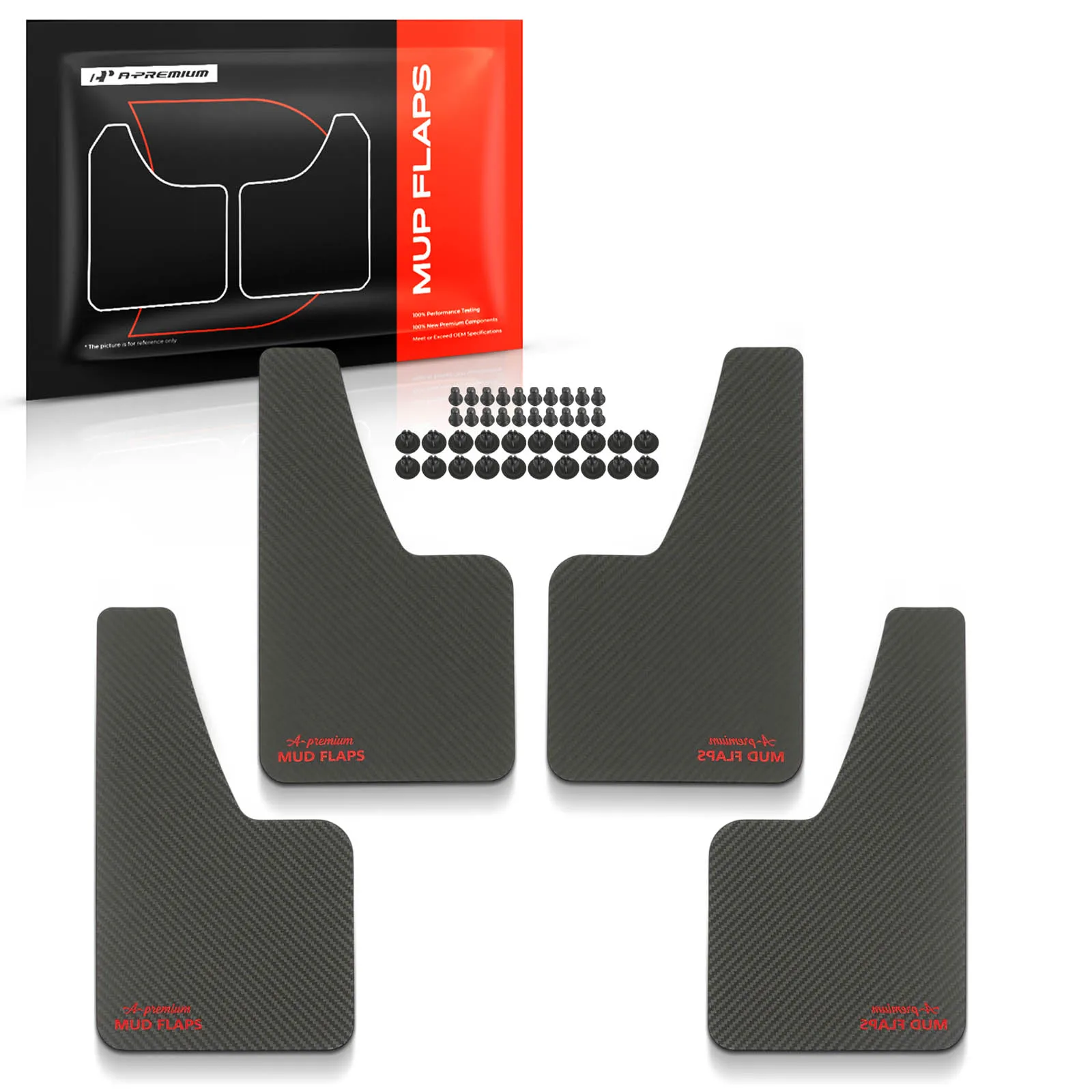 A-Premium 4Pcs Front & Rear Black Universal Splash Guards Mud Flaps for Small Car Chevy Buick Audi Dodge
