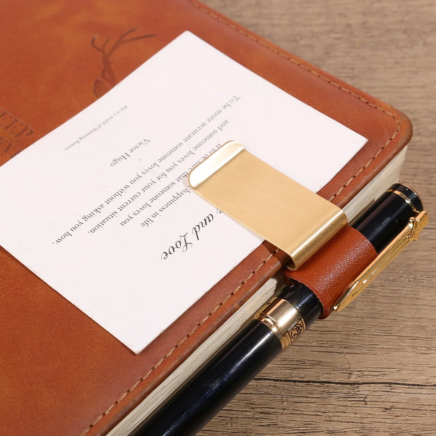 1-2Pcs Creative Pen Loop for Notebook Retro Leather Journal Notebook Pencil Holder Bookmark Metal Pen Clip Office Stationery