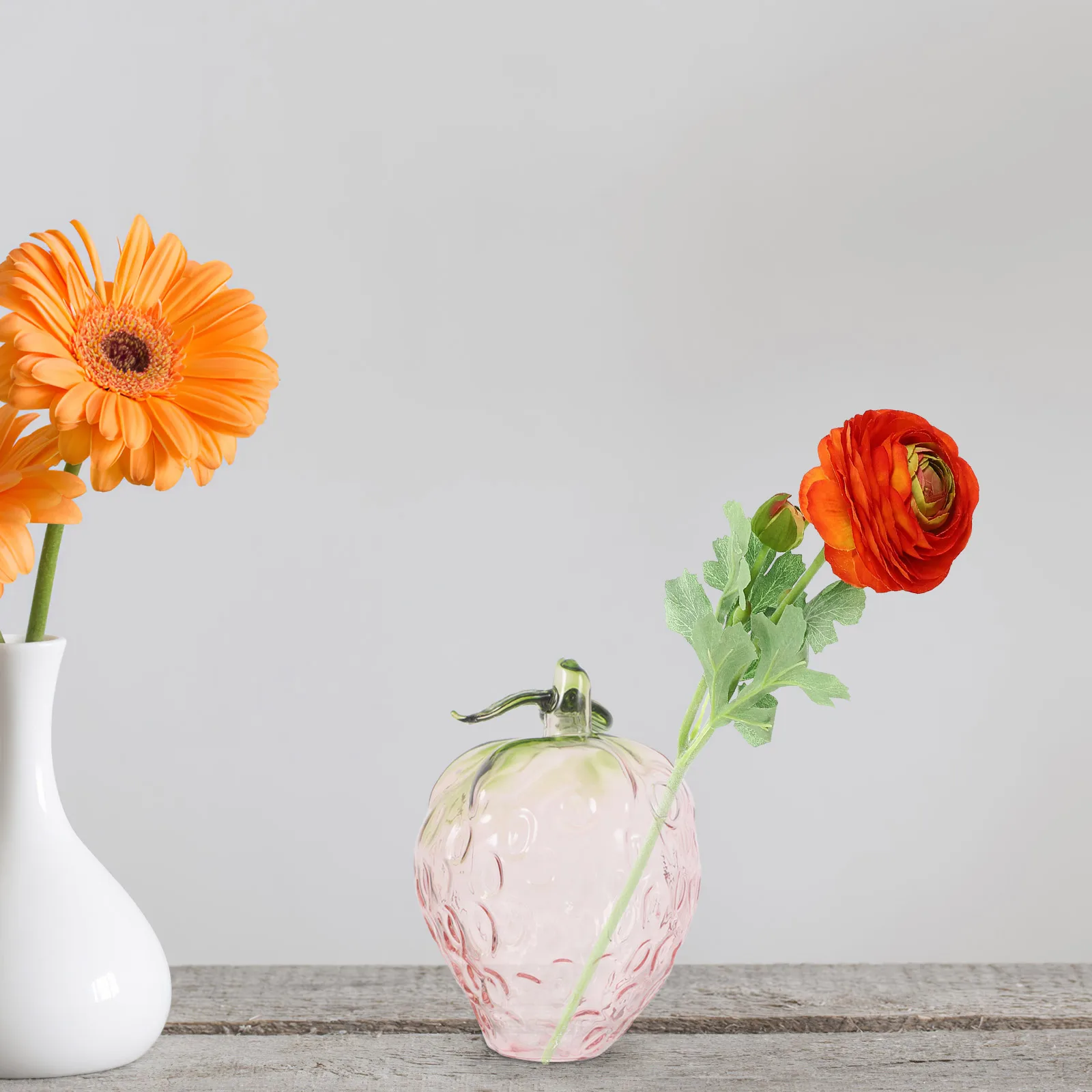 

Unique Strawberry Shaped Glass Vase Home Decor Flower Arrangement Centerpiece Cute Fruit Room Bedroom Office