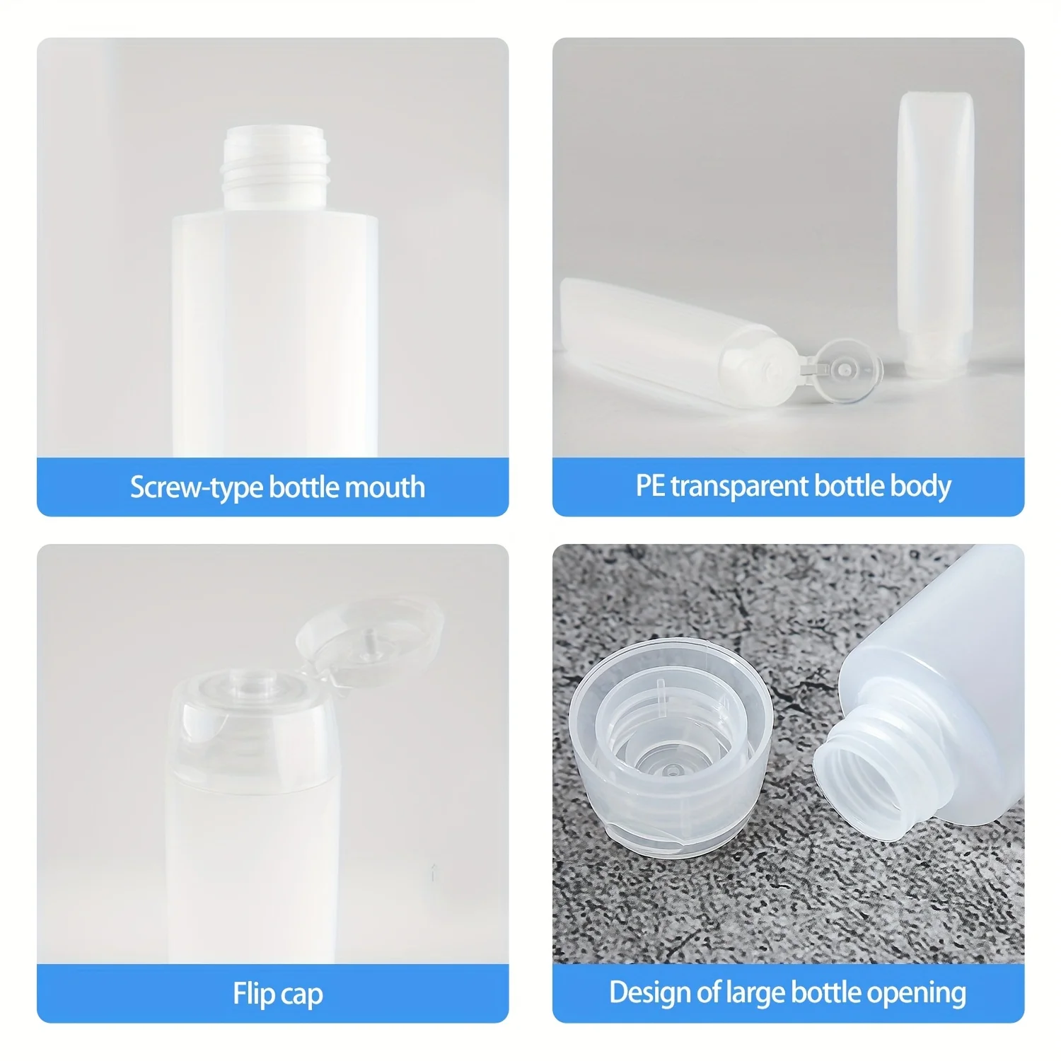 10 szt. 30/50ml Puste, wielokrotnego użytku, plastikowe, miękkie tubki podróżne z dozownikiem, przezroczyste pojemniki kosmetyczne z zakrętką. — zdjęcie 4
