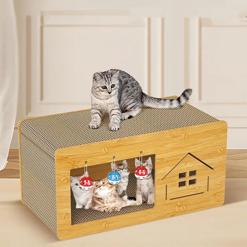 Cat House Cat Scratcher Box Cat Bed Large Scratching Board Cats Nest kitten Scratching Pad Lounge pets cat playing house toys