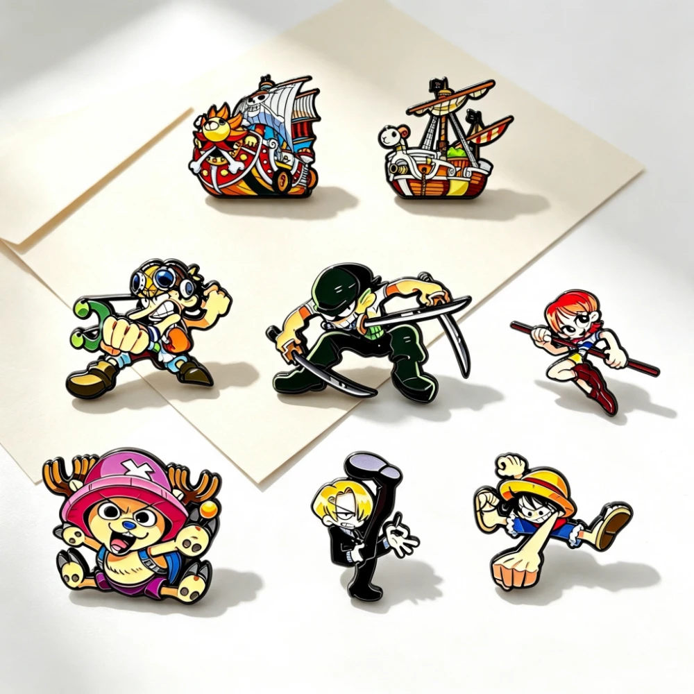 8Pcs Cute Q Version Cartoon Enamel Pins, Anime Style Metal Brooch Lapel Badge Set, Halloween Backpack Clothing Jewelry Collectio
