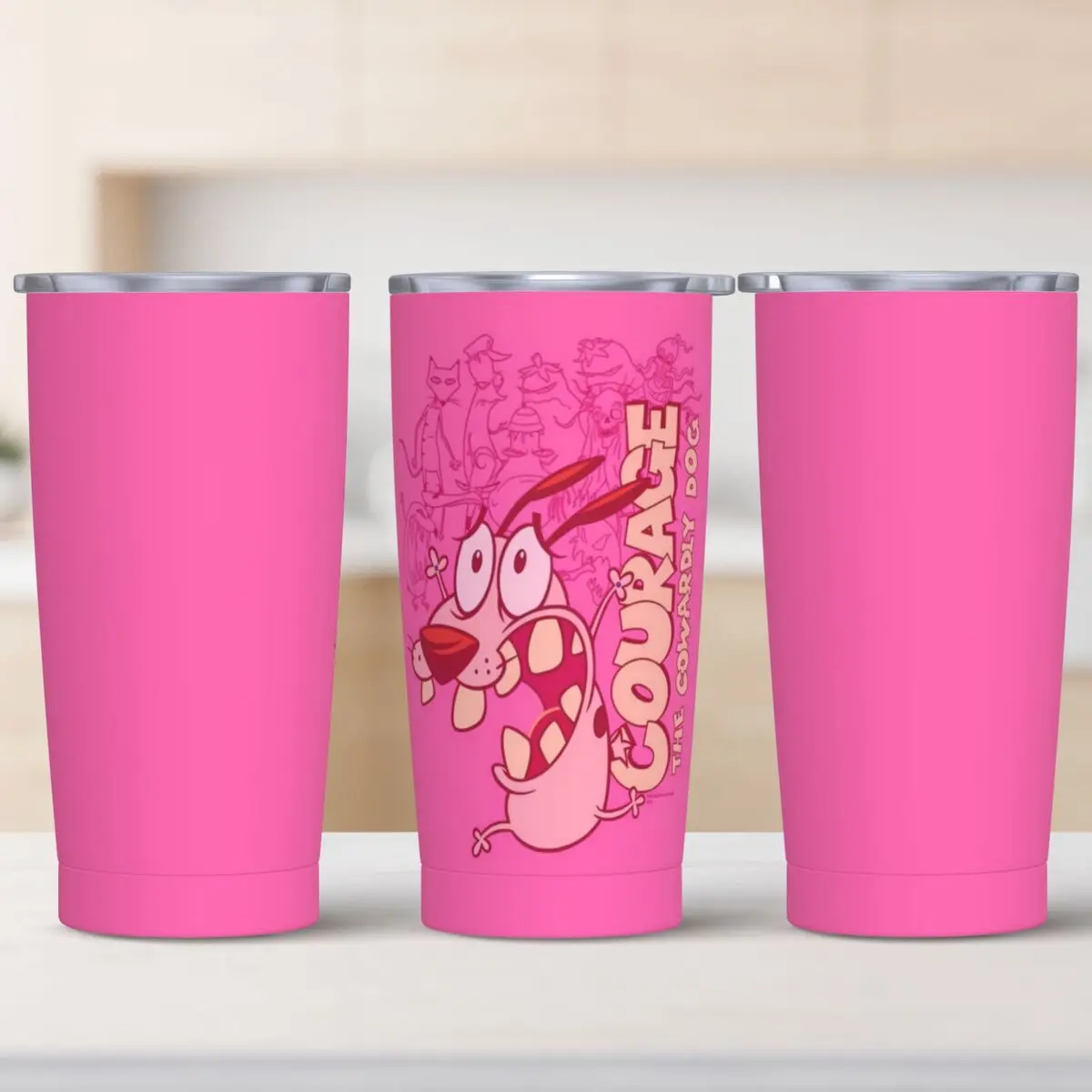 C-Courage Cowardly Dog Stainless Steel Tumbler Driving Coffee Mug With Straws and Lid Large Car Mugs Hot Drinks Water Bottle