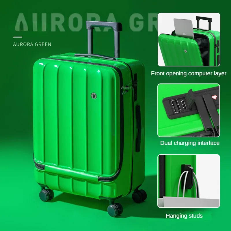 New Front Opening Rolling Luggage Travel Suitcase 18/20 Boarding Box Large Capacity Trolley Case Student Trunk Universal Wheel