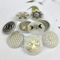 6cm Natural Crystal Selenite Slice Slab White Gypsum, Natural Selenite Stone Crystal Disc, Selenite Charging Plate 3