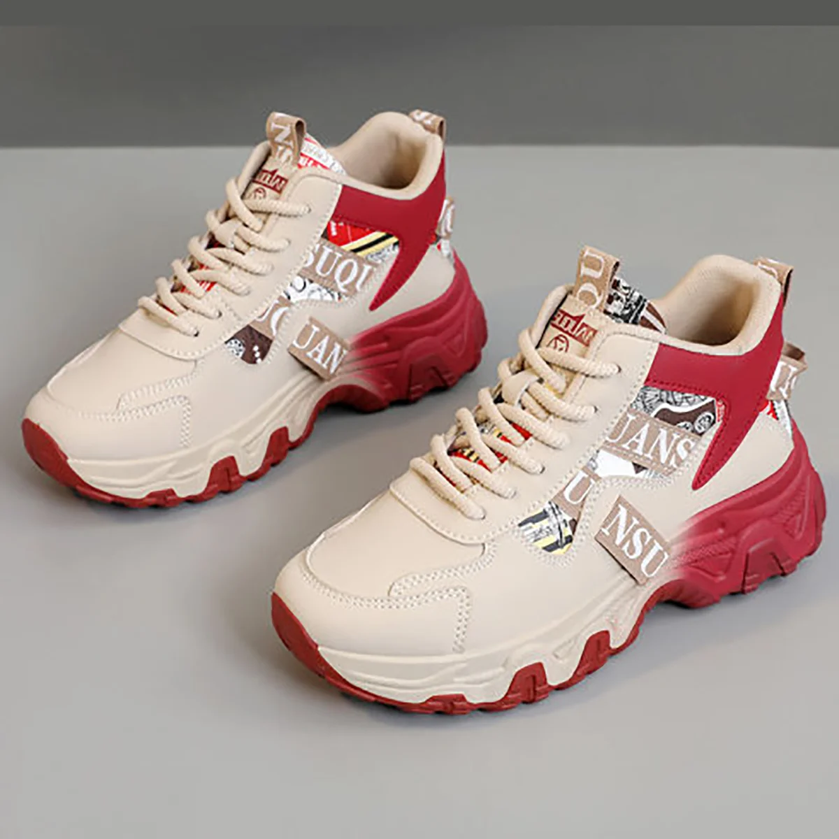 

Women Chunky Sneakers 5.5cm Platform For Daily Wear Round Toe Breathable Lining Non-slip Wear-resistant Running Shoes