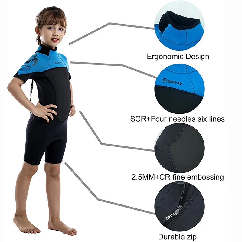 Neopreen wetsuit voor kinderen, Thermisch kort badpak voor kinderen, Duikpak, Freediving onderwater zwemkleding