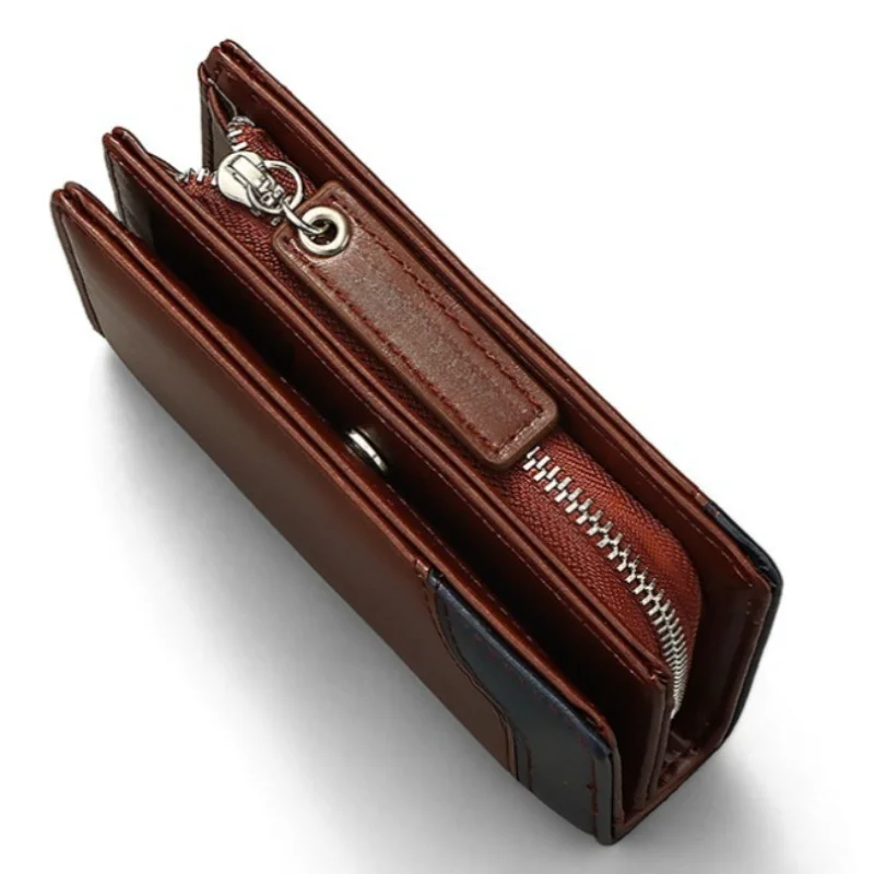 Schlanke Herren-Geldbörse mit RFID-Schutz aus PU-Leder, Minimalistisches Design, Schwarz, mit Bargeldfach und Reißverschluss-Münzfach, Reisezubehör – Detail 7