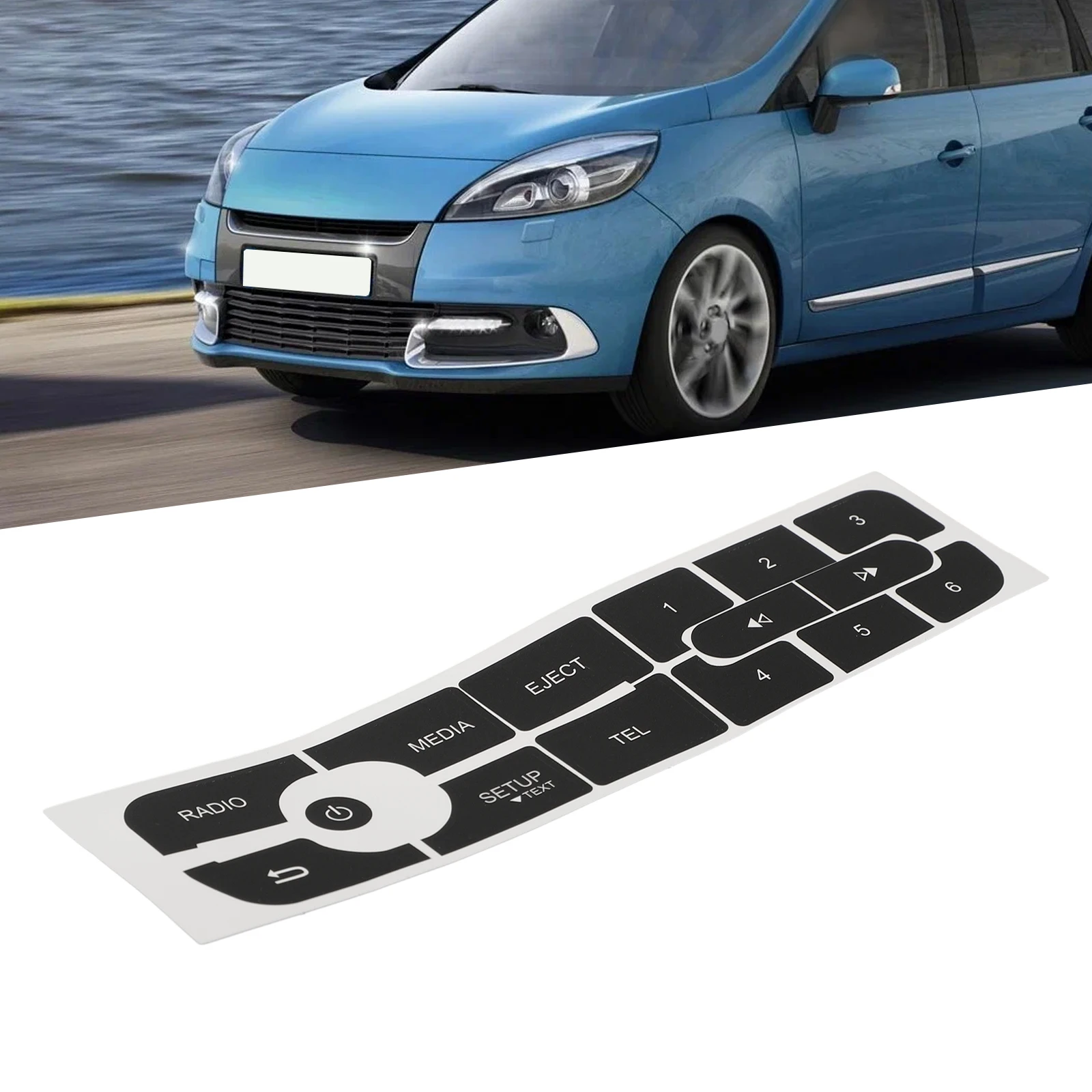

Car Button Repair Stickers CD Radio Audio Button Repair Decals Stickers For For Renault Megane Master III Auto Interior Parts