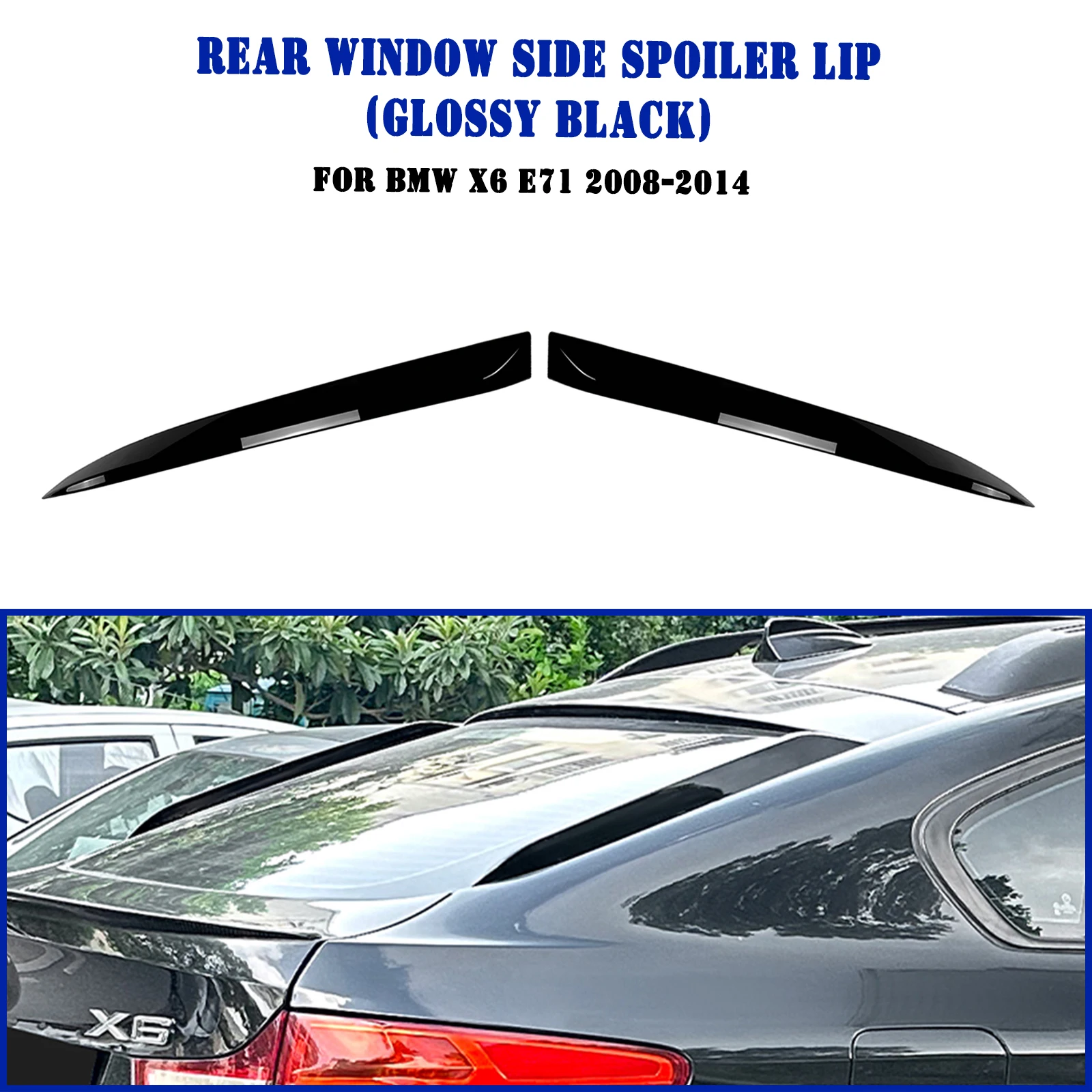 Hinten Fenster Seite Spoiler Trim Flügel Für BMW X6 X6M E71 E72 2008-2014 Carbon Look/Glanz schwarz Heckklappe Windschutzscheibe Deflektor