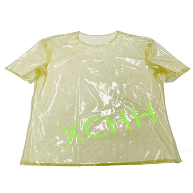 

Прозрачный женский латексный топ с коротким рукавом, резиновая футболка ручной работы, костюмы для косплея для женщин