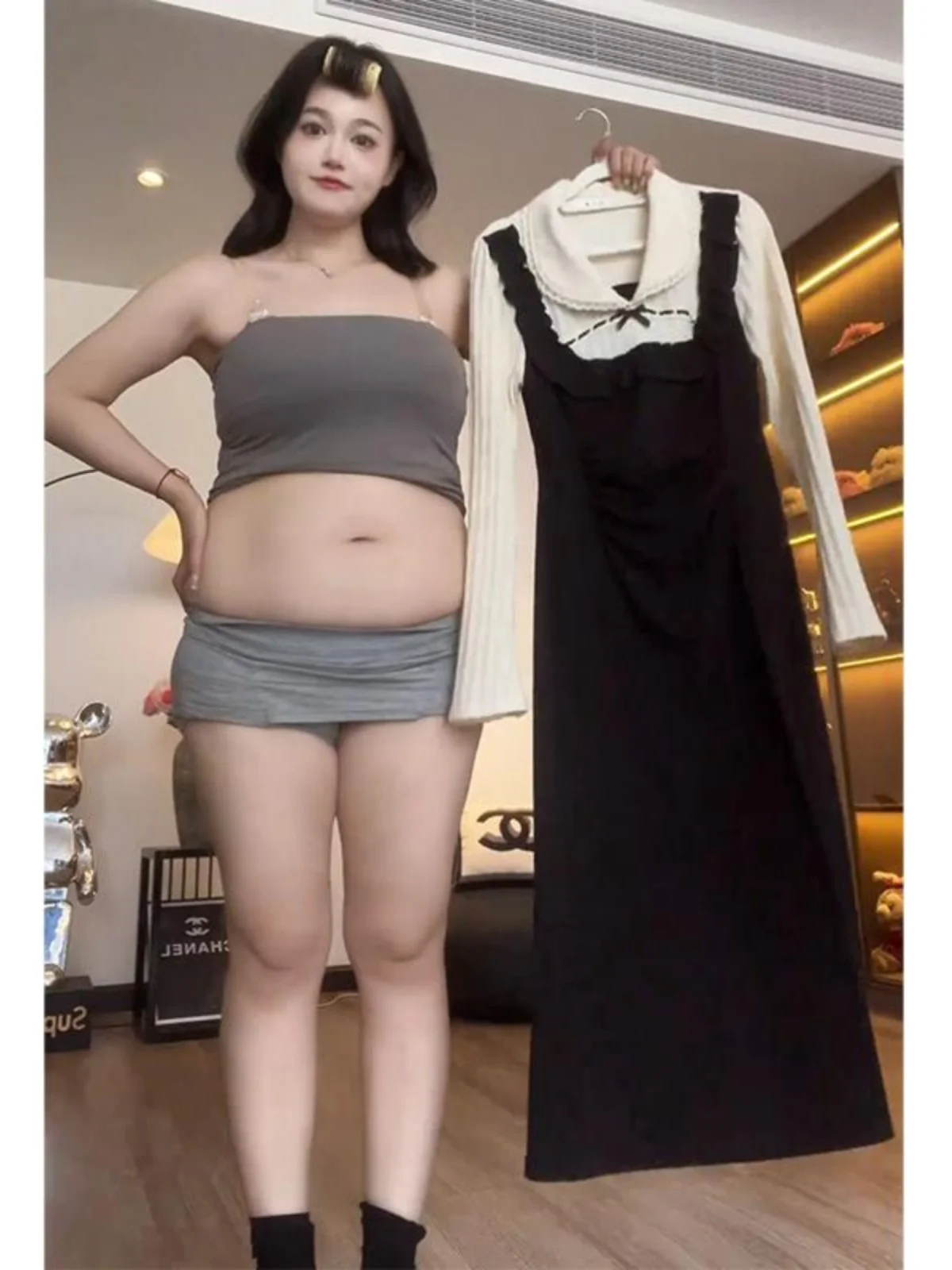 

Элегантное женское платье больших размеров, осенне-зимнее, в клетку, с цветовыми блоками, стройнящее, длинное, в ретро-стиле, с квадратным воротником, полная модель