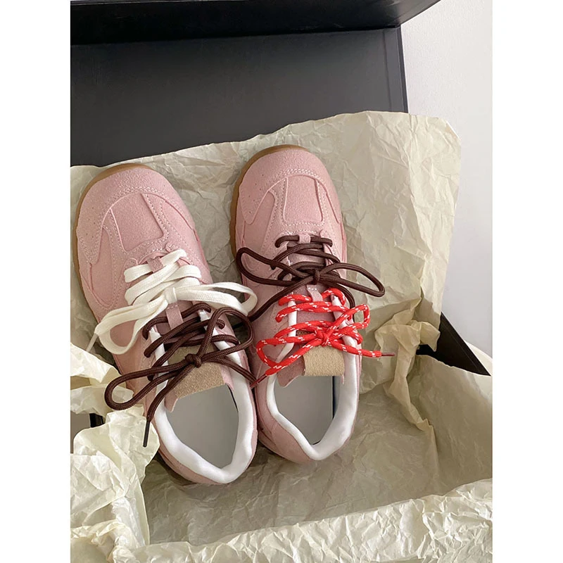 Casual Retro Fashion Women Shoes New Color Blocking Niche Irregular Shoelaces Versatile Sports Shoes for women