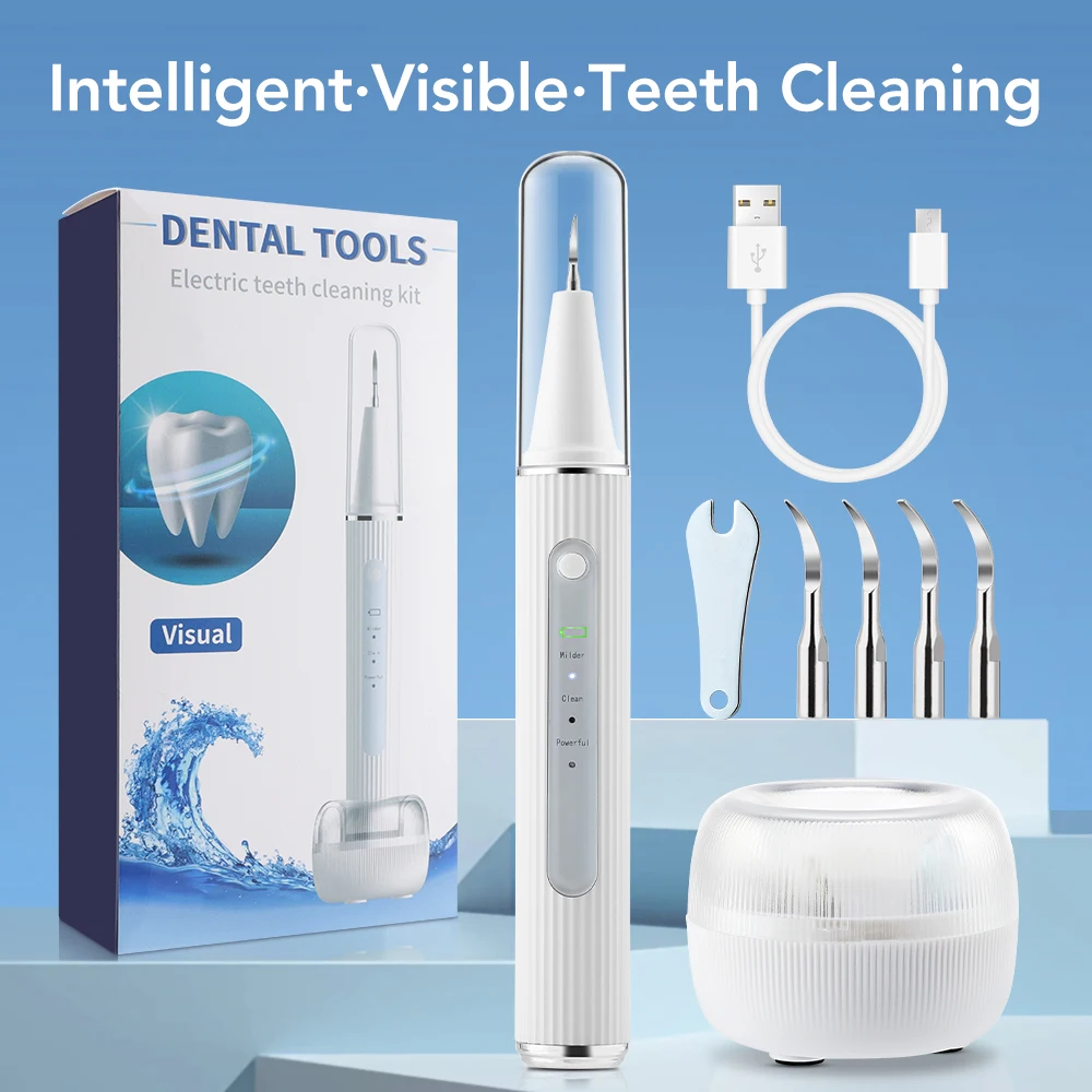 

Electric Visual Ultrasonic Dental Irrigator Scaler 3 Modes LED Light for Tartar Calculus Stain Removal Teeth Whitening