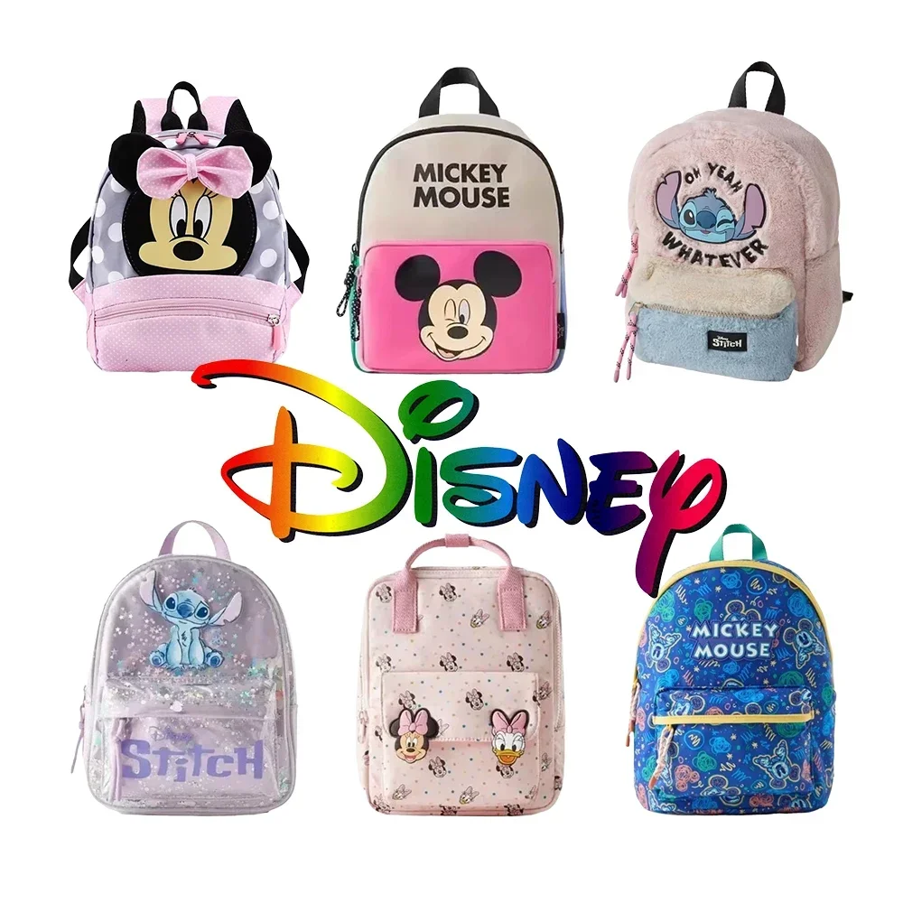 Disney Mickey Mouse Cartoon Fashion Backpack Women's Minnie Canvas School Bag Fashion Large Capacity Backpack Girls Mochila