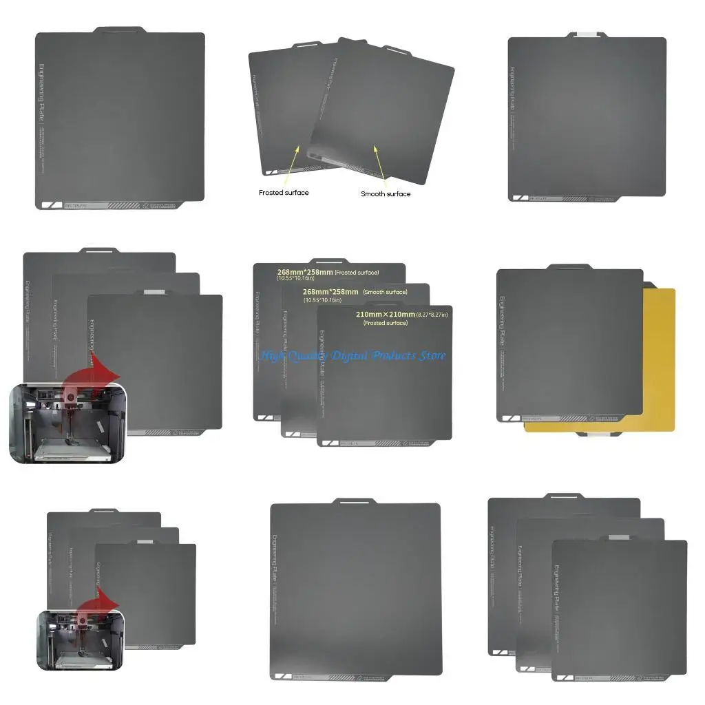 

U2JE 3D Printing DIY Accessories Hot Bed Platform Steel Film Frosted / Smooth Version for KP3S Bambu Lab P1P