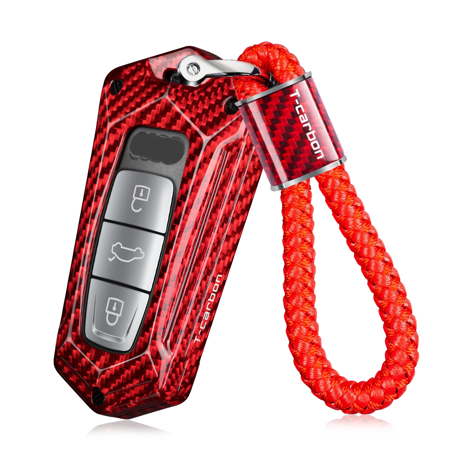 

Carbon Fiber Key Fob Cover with Keychain Fits Audi S5 SQ5 RS5 2019-2025 A3 A7 Q7 RS7 SQ7 S6 RS6 2023 A6 A8 Q8 E-Tron Accessories