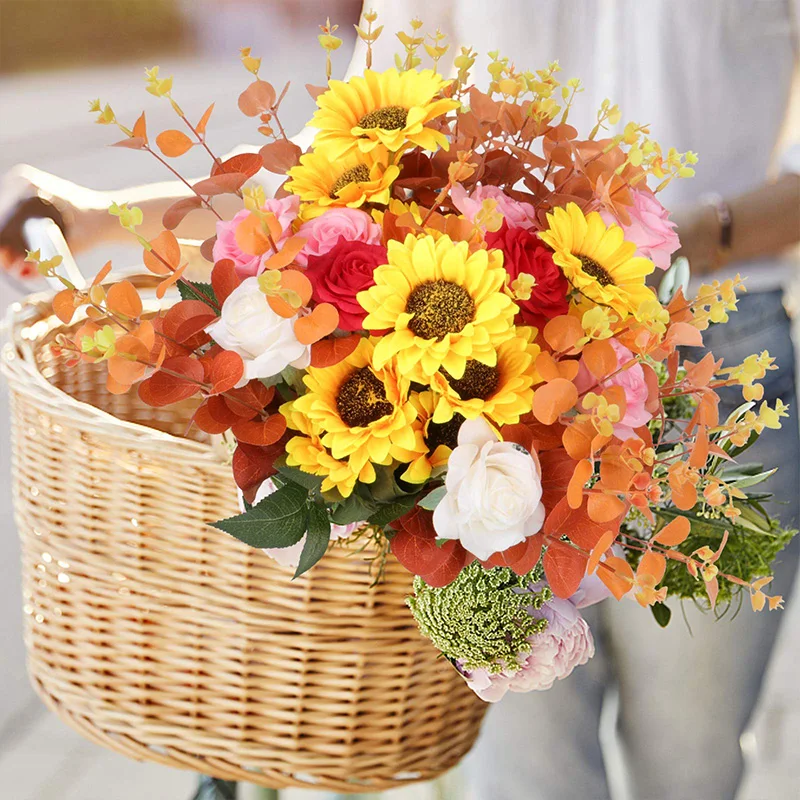 1 قطعة الخريف الزهور الاصطناعية أوراق الأوكالبتوس ينبع نبات صناعي فروع الأوكالبتوس لخريف المنزل الزفاف الجدول الخريف الديكور