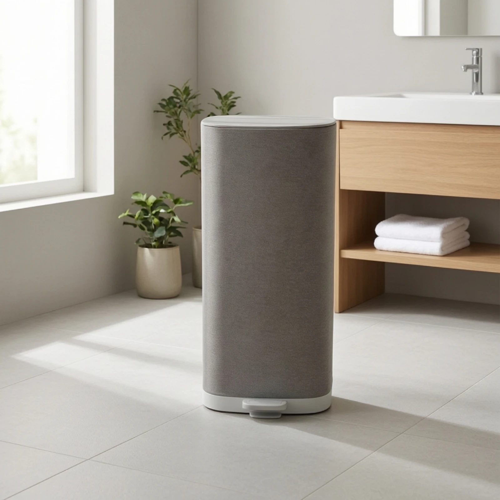 Laundry Hamper with Foot Pedal Hands-Unrestricted Laundry Hamper with Lid Divided Removable for Families, Bathroom, Bedroom