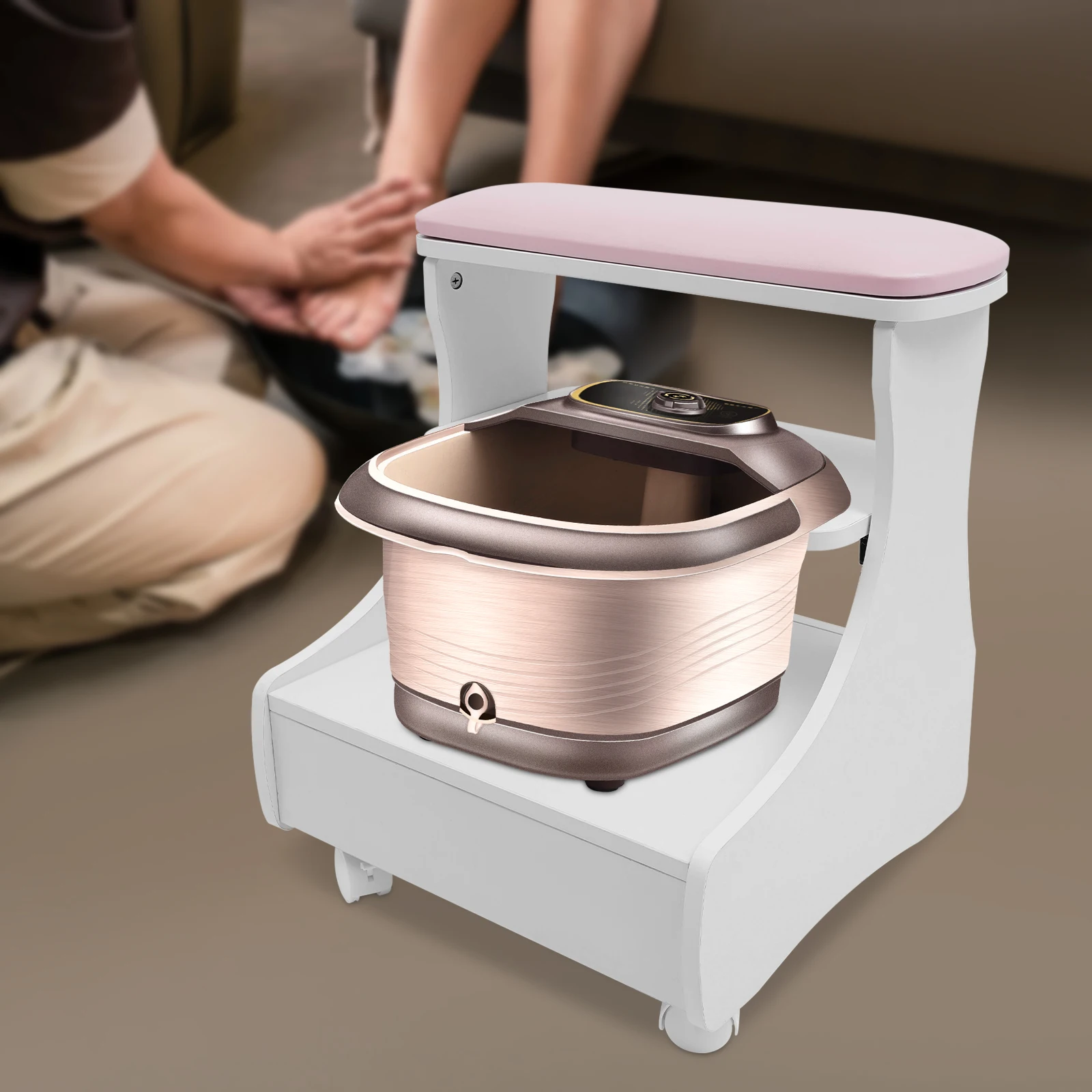 

Foot Bath Stool 44.09lbs Load Capacity Pedicure Foot Rest with Wheels Salon Foot Massage Chair Trolley for Home Salon Beauty Use