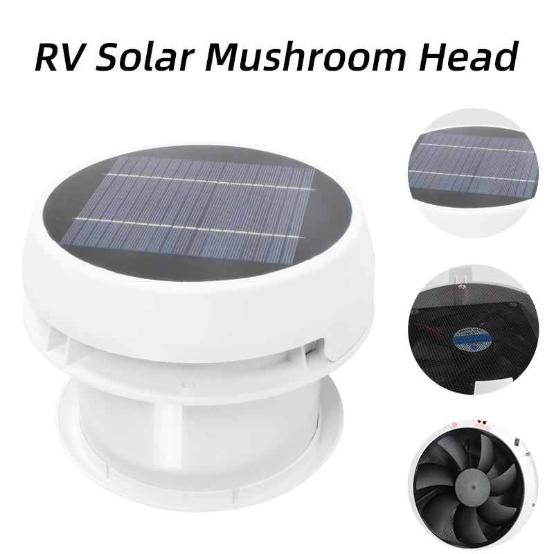 

TYTXRV RV Accessories 12V White Mushroom Head Exhaust Fan with Solar Powered Roof Vent for Homes Trailer Travel Caravan
