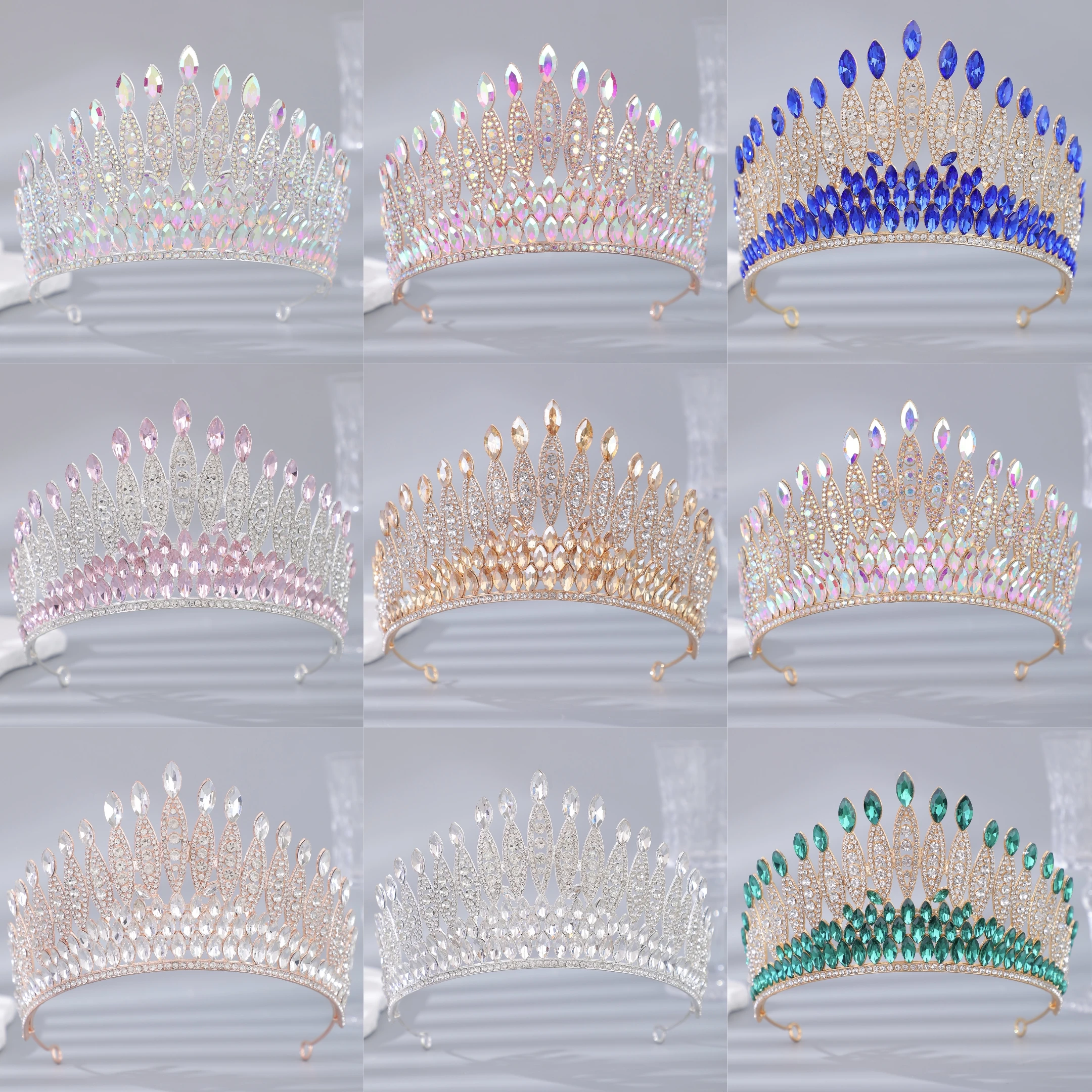 Bridal Water Drop Crystal Tiara, Sparkling Rhinestone Wedding Crown, Princess Pageant Prom Birthday Headpiece