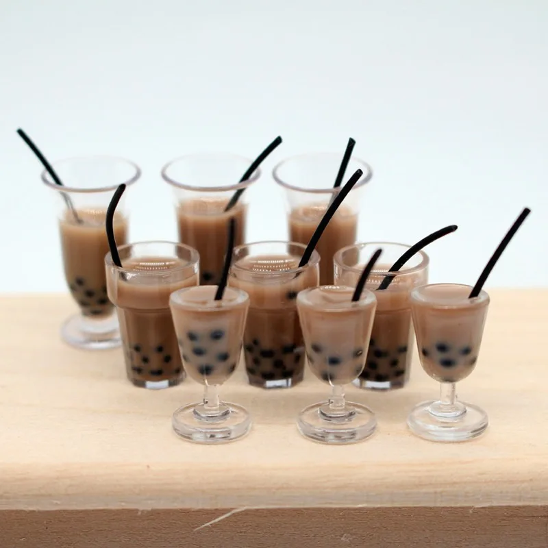 Dollhouse pearl milk tea beverage straw cup creative simulation mini miniature food toy model