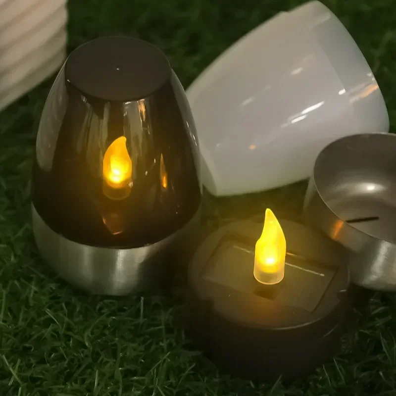 Solar Light Outdoor Terrace LED Steel Candle Light Lawn Deck Halloween Decoration Night Light Waterproof Garden Solar