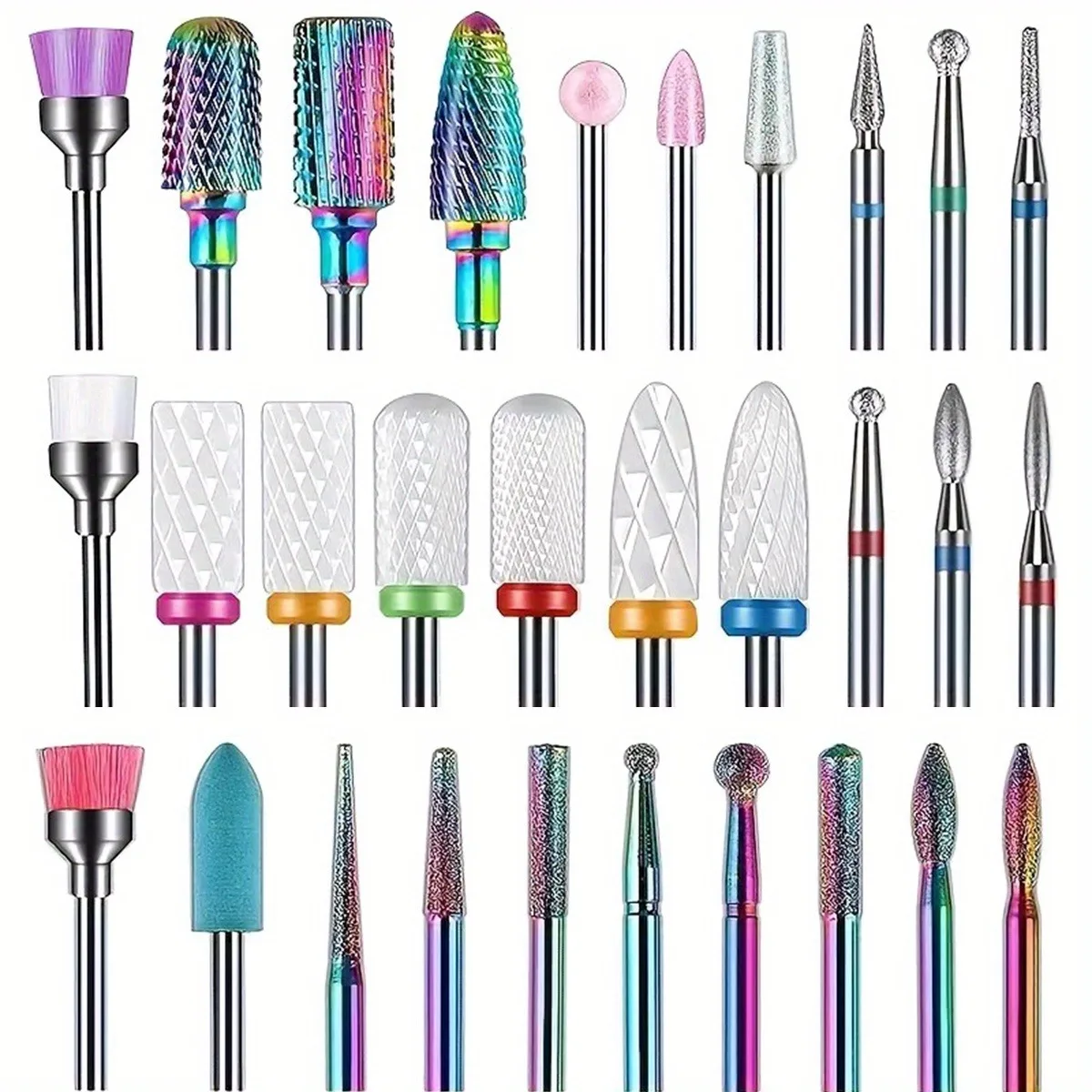 

10PCS Professional Nail Drill Bits Ceramic Diamond Cuticle Efile Carbide Remover For Home Salon Acrylic Gel Manicure Pedicure
