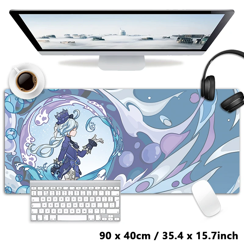 Natlan Mualani Mavuika Furina Neuvillette Wanderer Raiden XXL Large GS Impact Mouse Pad Non-slip Keyboard Desk Mat Mousepad