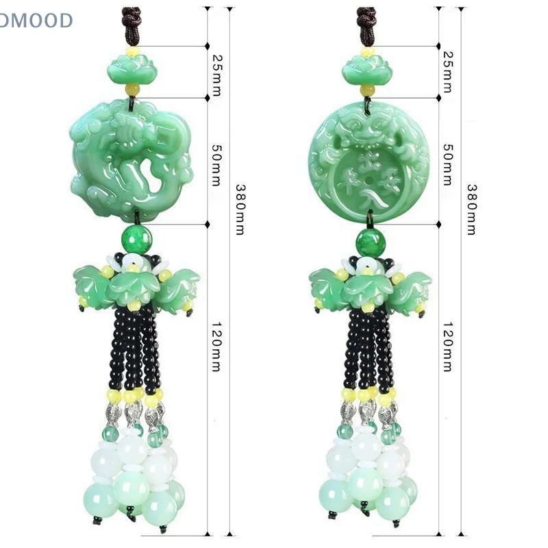 Imitação de carro Jade Verde Pingente, Decoração Interior Car Fashion, Espelho Retrovisor, Lotus Pi Xiu, Decoração Boa Sorte, Enfeites