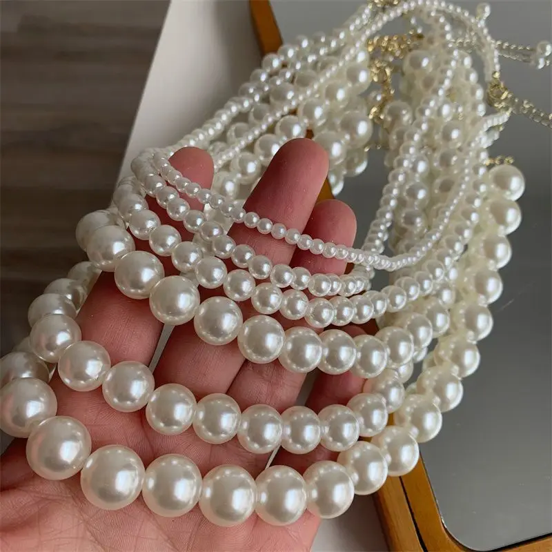 Boho 4mm 6mm 8mm Natural Cultured Freshwater Pearl Beads Bracelets For Women Jewelry AAAAA Quality Artificial White Pearl Chain